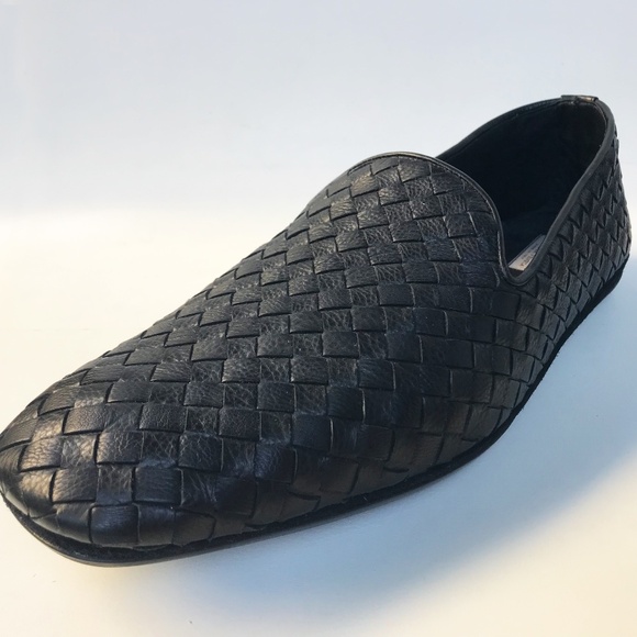 NEW! BOTTEGA VENETA BLACK LEATHER MADE IN ITALY LOAFER FLATE MEN\'S SIZE 42; US 9 main image 6